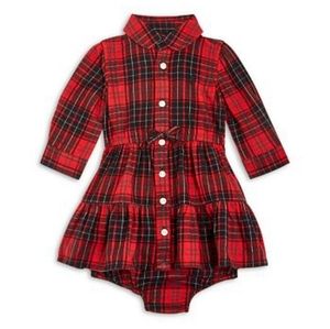 Ralph Lauren Childrenswear Baby Toddler Girls Red Plaid Cotton Twill Dress